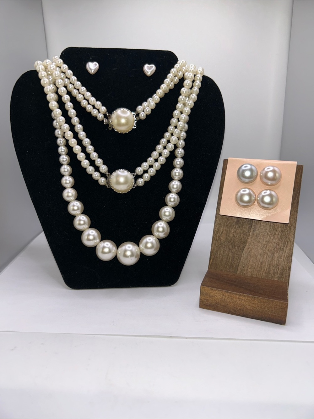 VTG 3 Classic Faux Pearls Necklace & Earrings Sets - Beaded Costume Jewelry